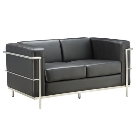 Officesource Madison Collection Loveseat with Chrome Exposed Frame OSRL3025PBK